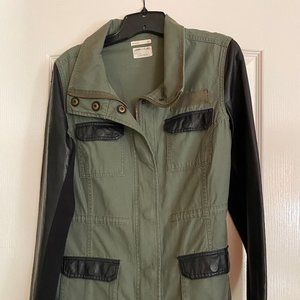 Lamb & Flag Army Green Pleather Sleeve Jacket